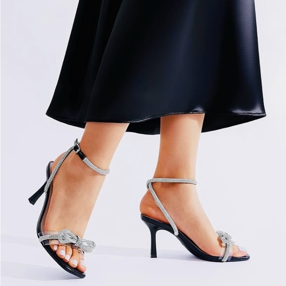 Dream Paris Elegant Black and Silver Women's Heels New - Picture 3 of 6